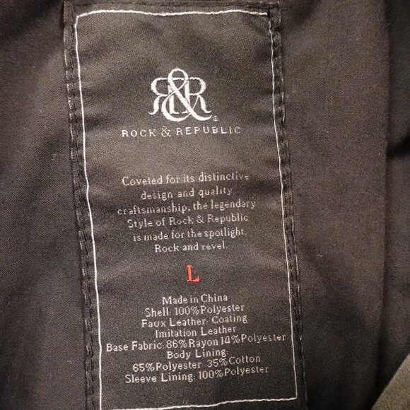 Rock & Republic Faux Leather Moto Jacket Men’s Large Gray Distressed Biker - Picture 2 of 15